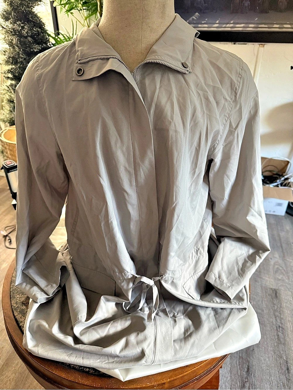 Eileen Fisher Hooded Lightweight Jacket Gray Large